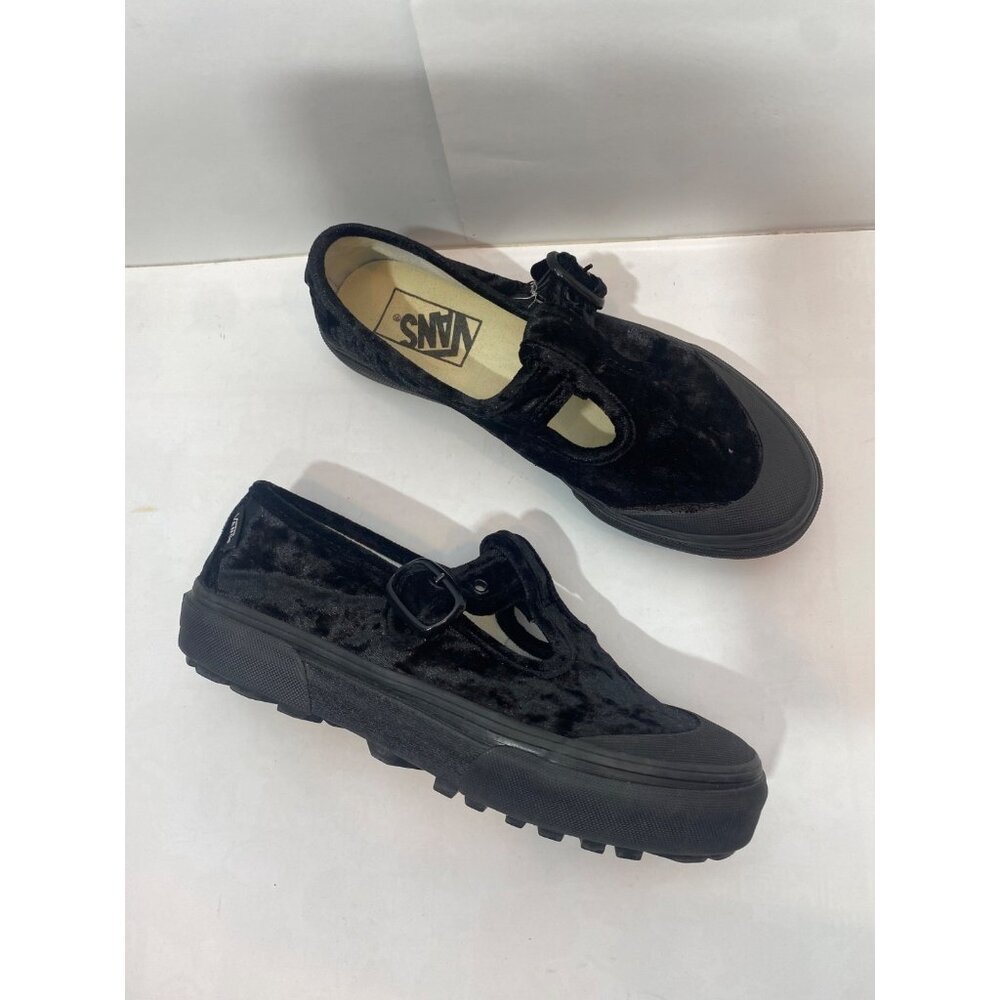 Vans Women's Crushed Velvet Mary Jane Platform Shoe Style 93 Black Women's 6 - Picture 4 of 13